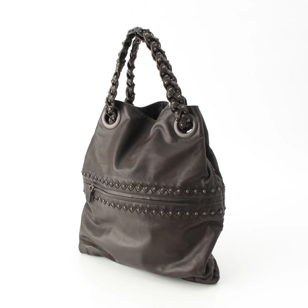 Bottega Veneta Studded Handbag Black Leather Black